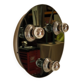 Applique vintage miroir triple ampoules vers 1970
