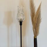 Table lamp with an antique bubbled glass lampshade in the shape of a tulip