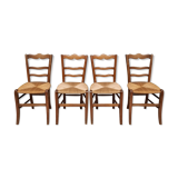 Suite of 4 rustic straw chairs