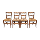 Suite of 4 rustic straw chairs