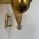 Pair of vintage wall lights, amber glass and patinated brass, France 1960