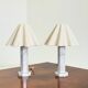 Vintage marble table lamp with linen shade