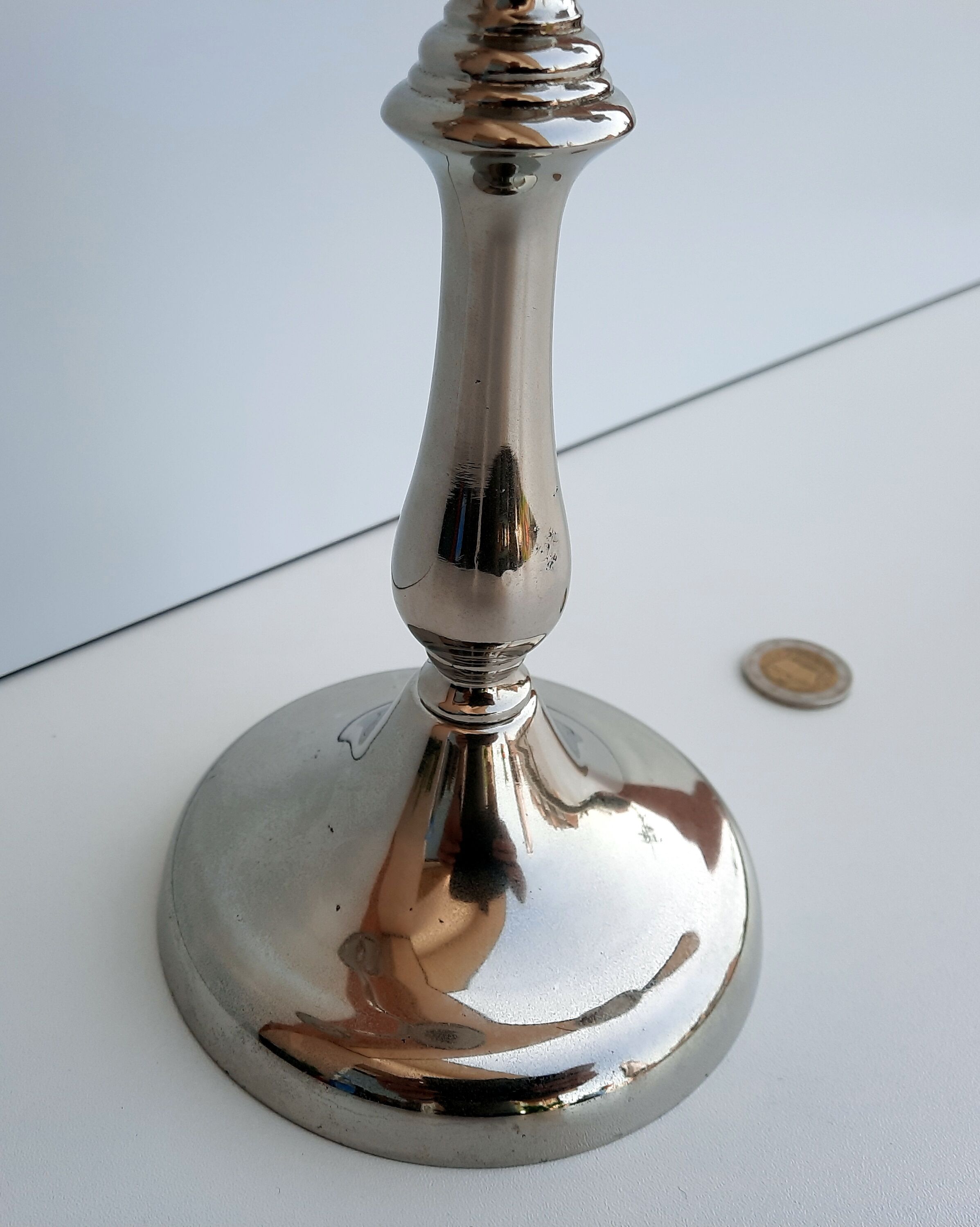 Candelabra, Chandelier, Silver metal candle holder -32 cm - Art Nouveau