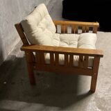 Retro pine suede armchair 1970