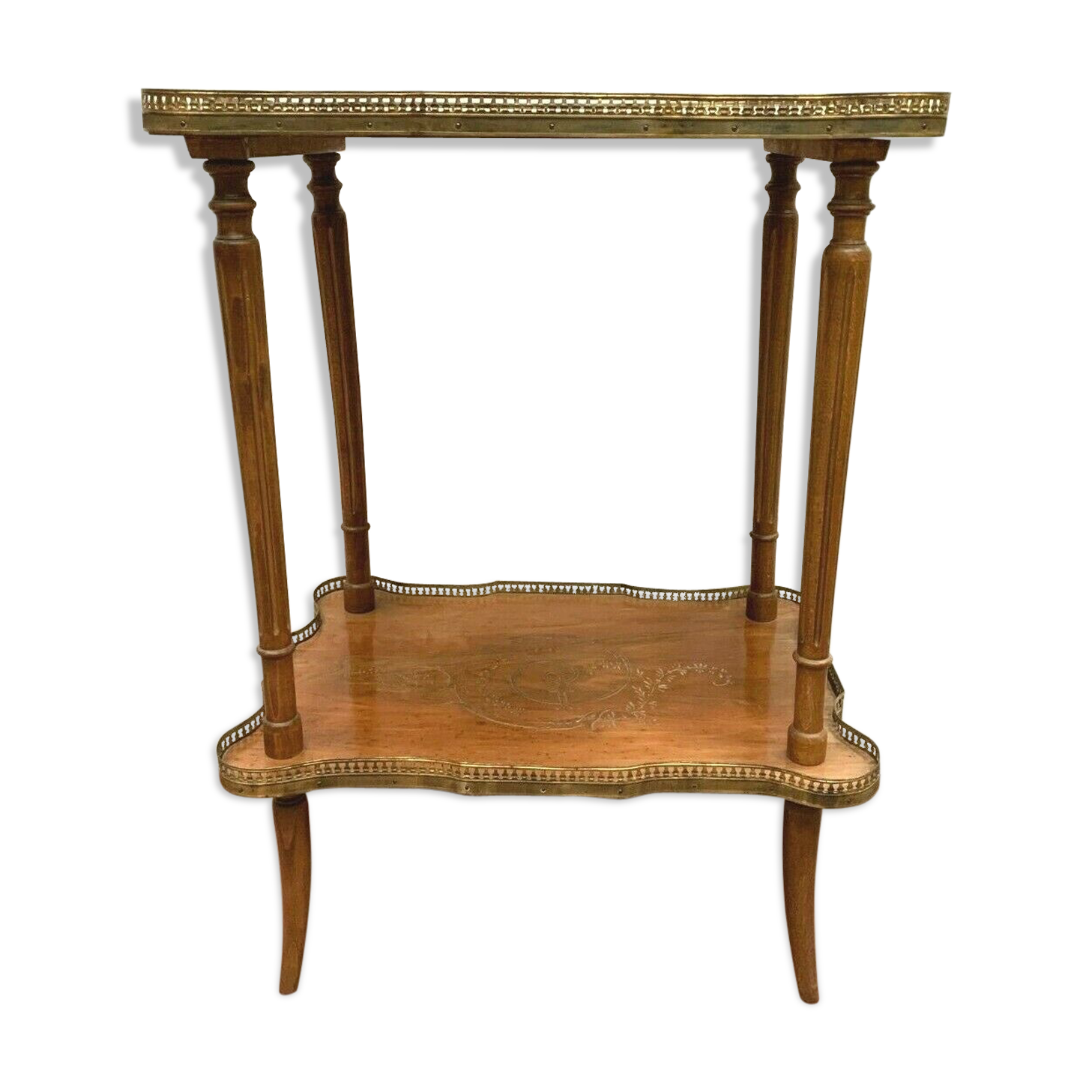 Healing two trays of Louis XVI style 20th century brass gallery