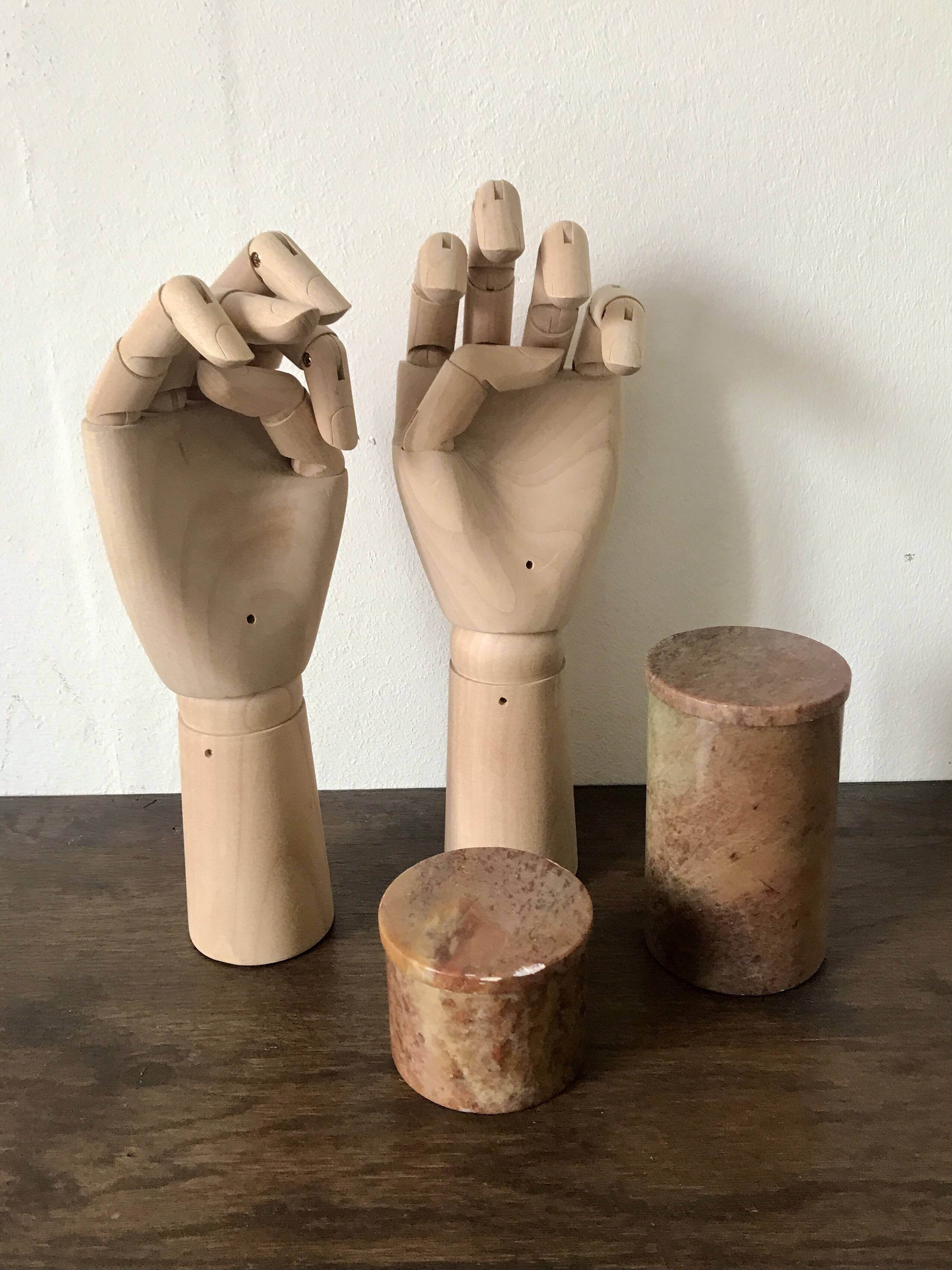 Duo of brown stone boxes