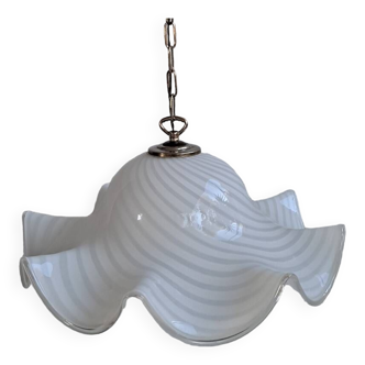 Vintage murano white swirl ceiling lamp swirl