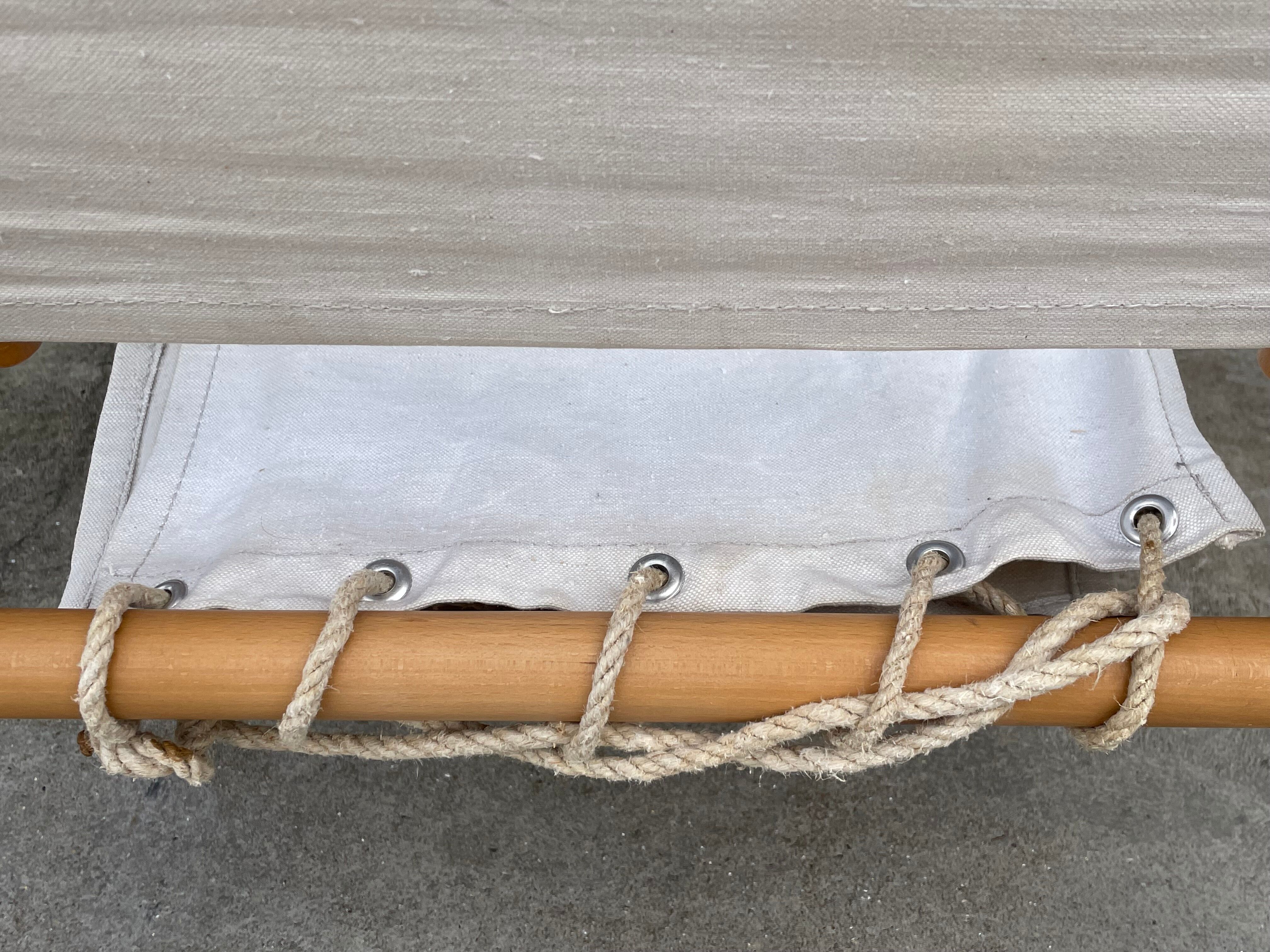 Vintage safari chair 1960s Denmark with canvas minimalist design