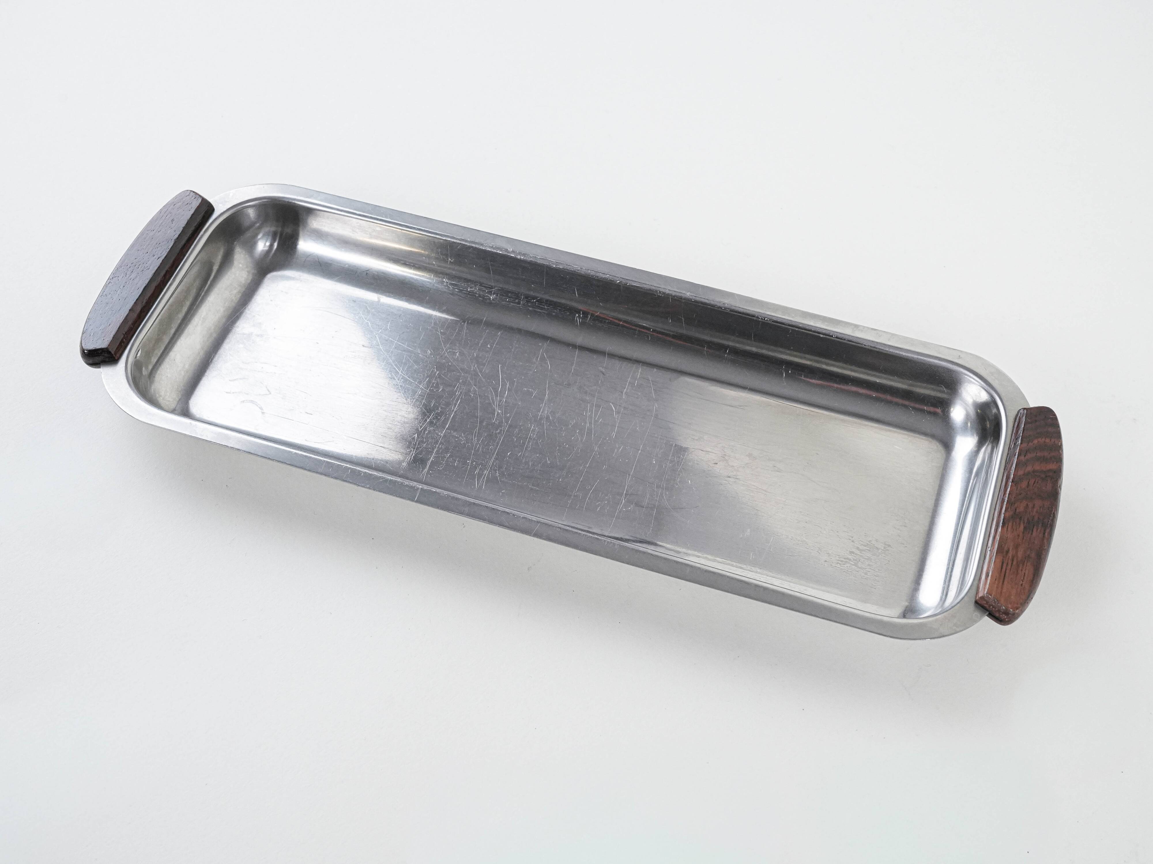 Stainless steel tray, Danish design, 1970s, made in Denmark