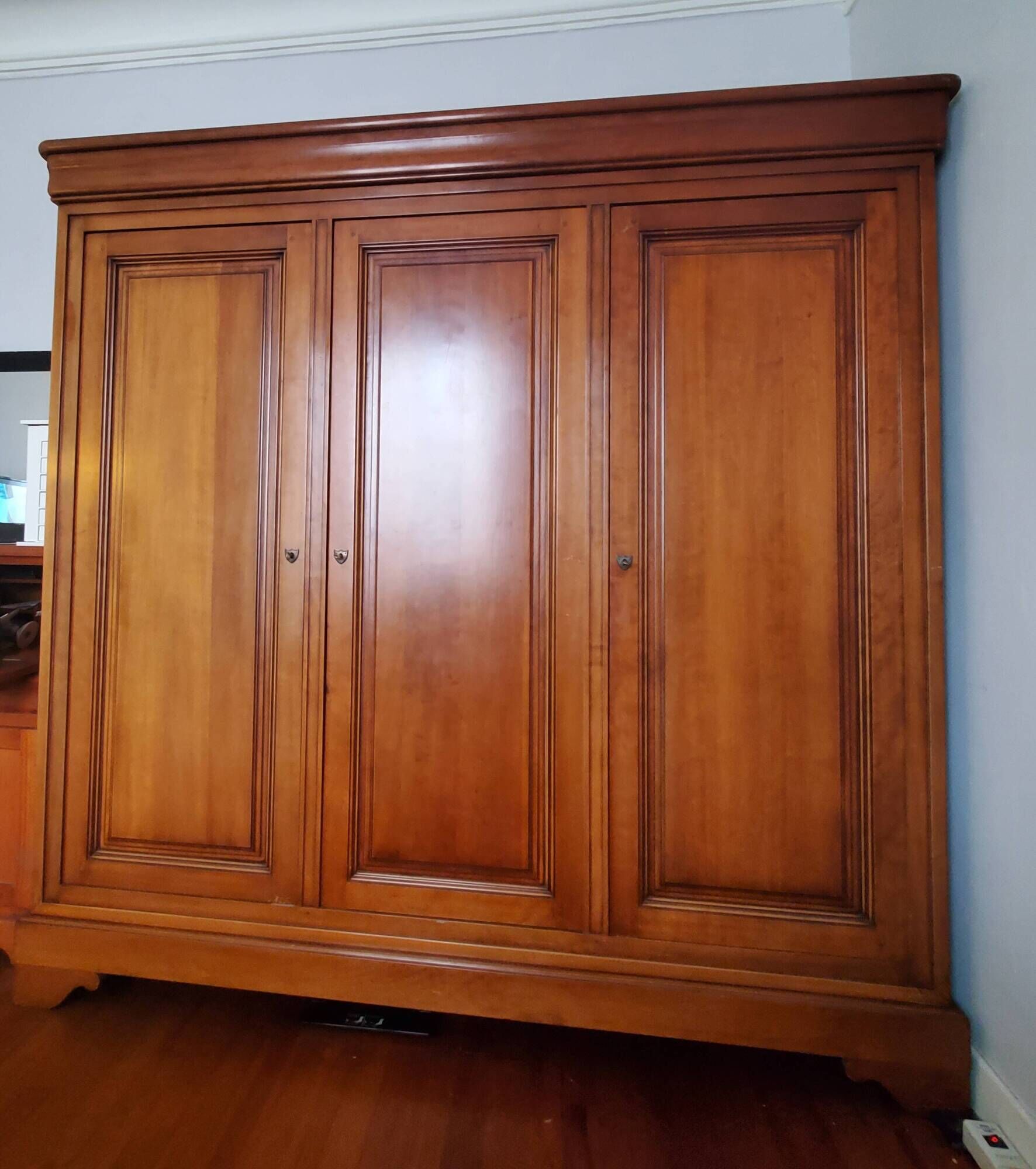 Louis Philippe style solid cherry 3-door wardrobe