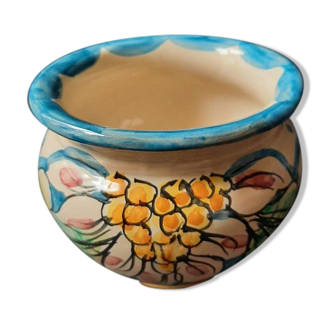 Hand-painted ceramic round pot