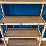 Rattan and bamboo shelf 70s
