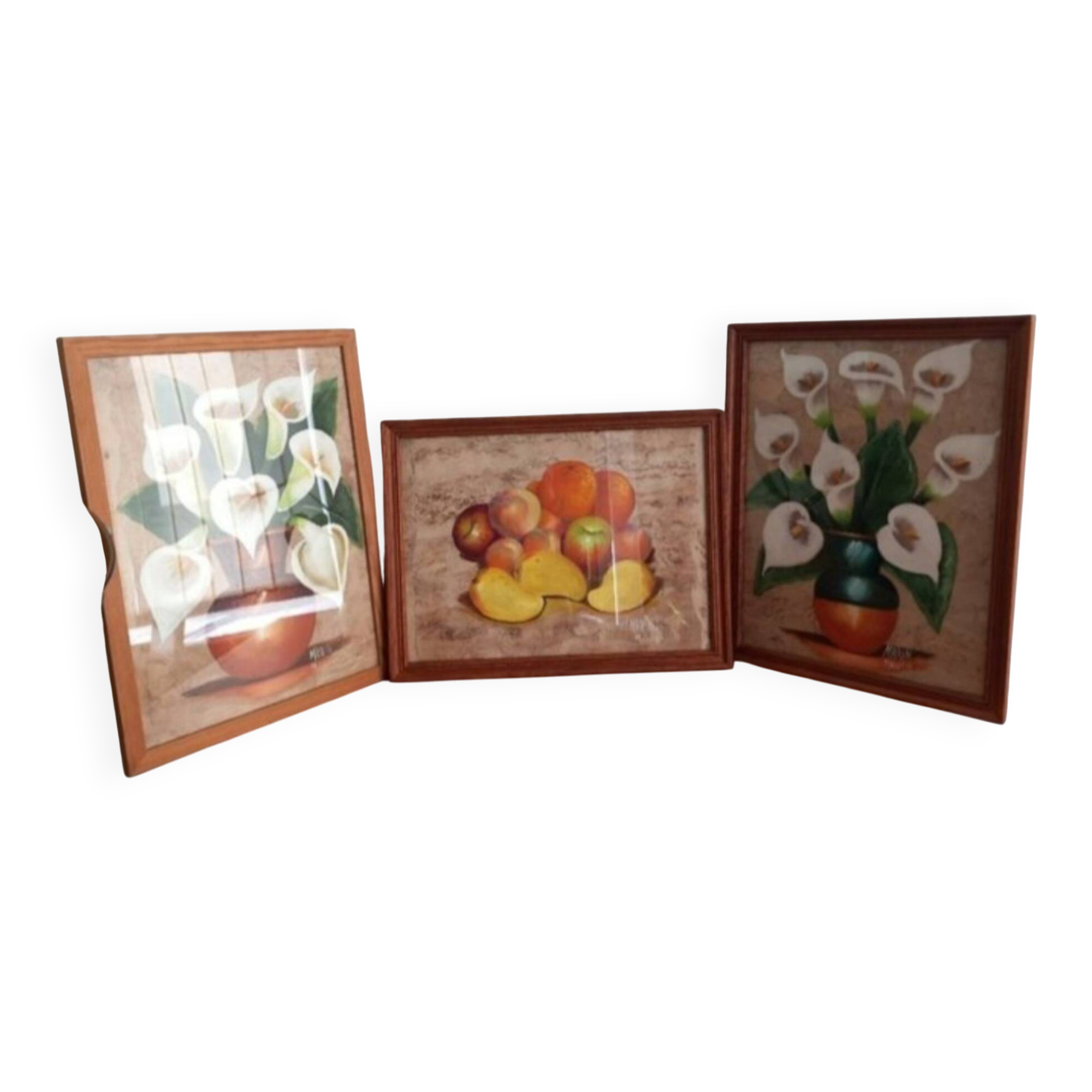 Triptyque nature morte sur papier Amate Marin Mexico