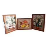 Triptyque nature morte sur papier Amate Marin Mexico