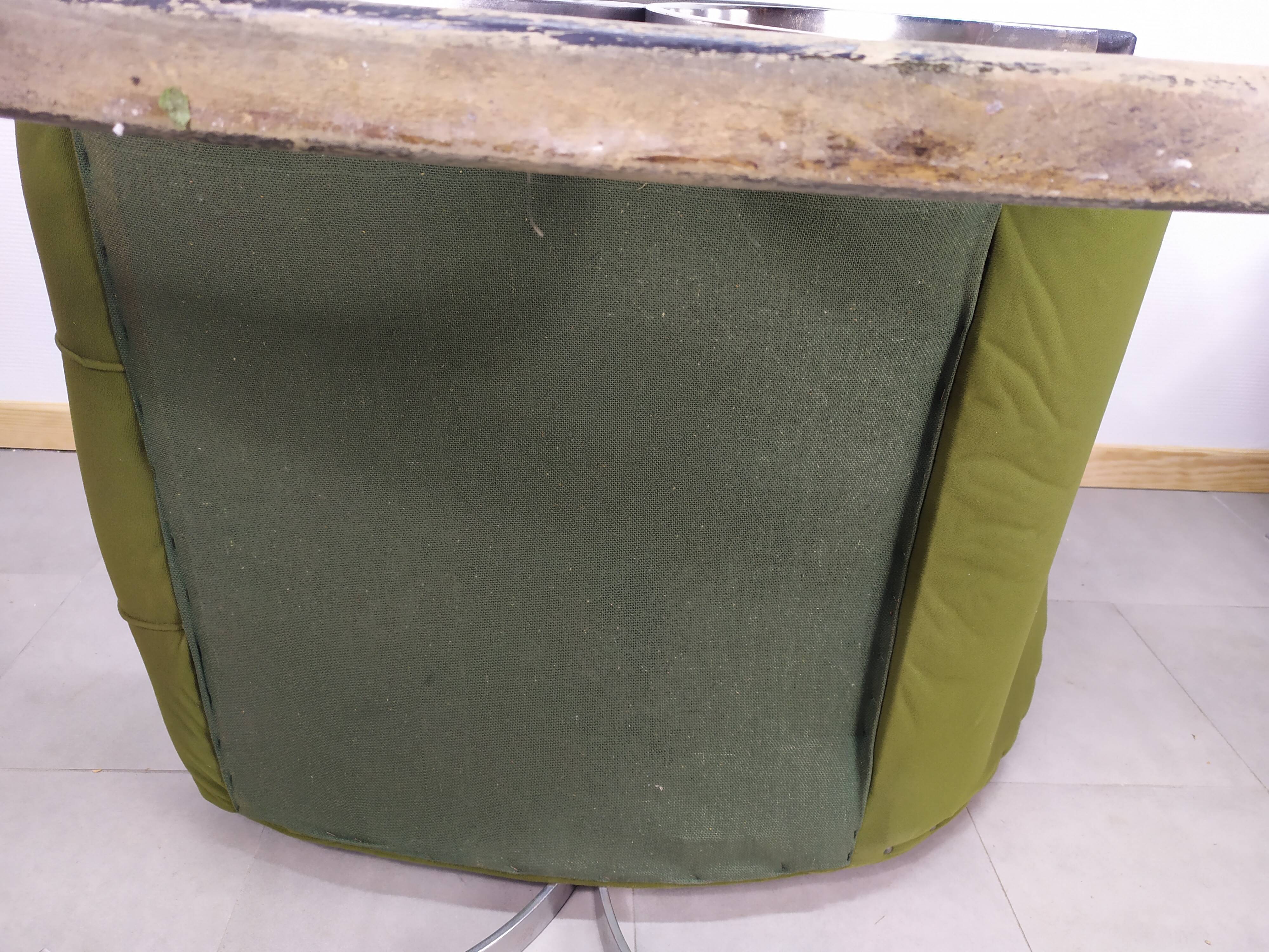 Rocking chair fauteuil a bascule chrome vert - vintage