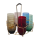 Crystal coloured water glasses in gilded metal glass holders 1970