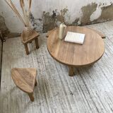 Circular elm coffee table from the 1950s