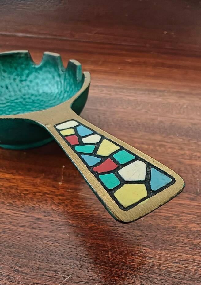 Mosaic and Brass Ashtray from the 1960s