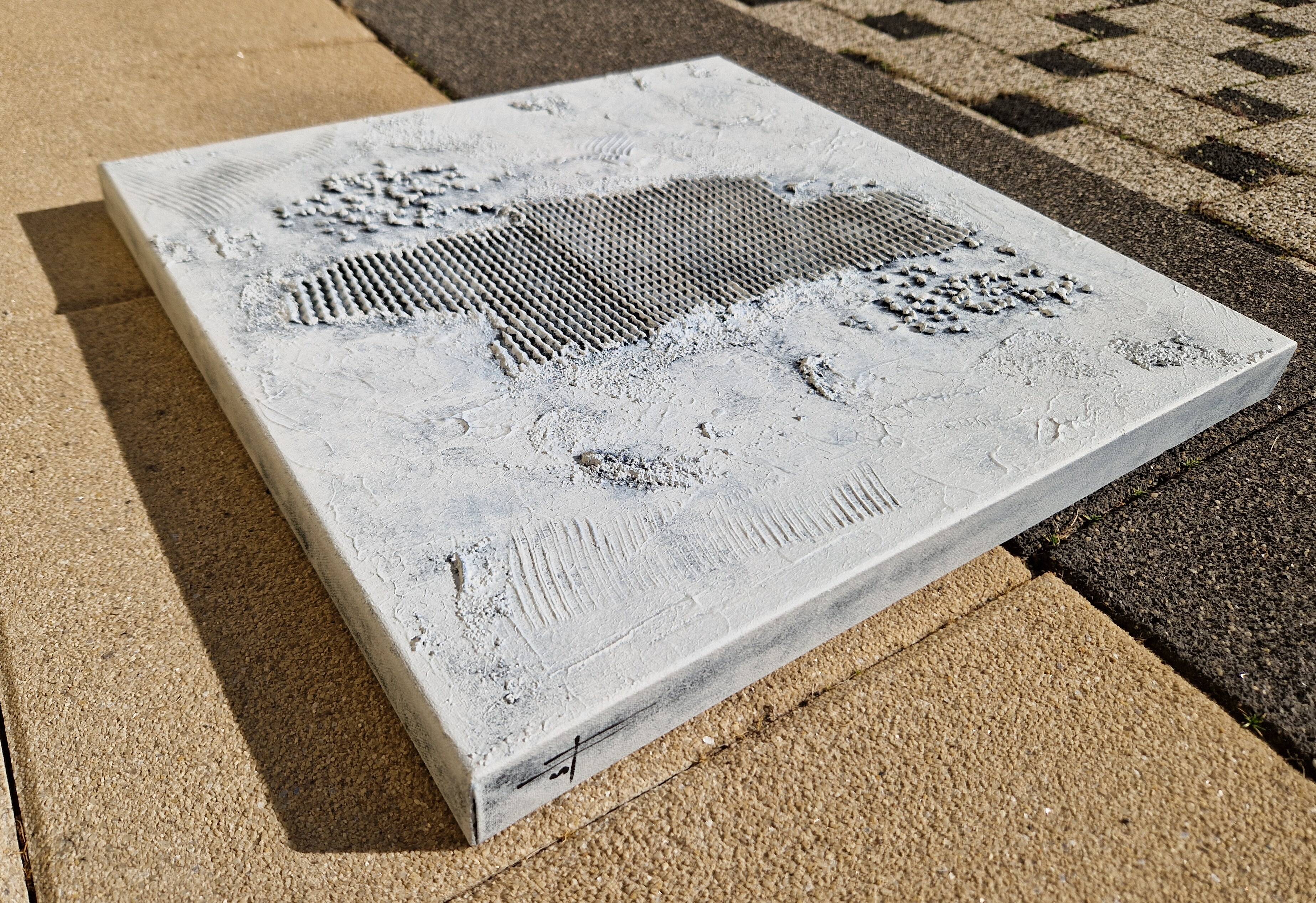 Minimalist monochrome abstract painting white