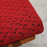 Pair of armchairs in mottled red and wood by Uluv, former Czechoslovakia 1960