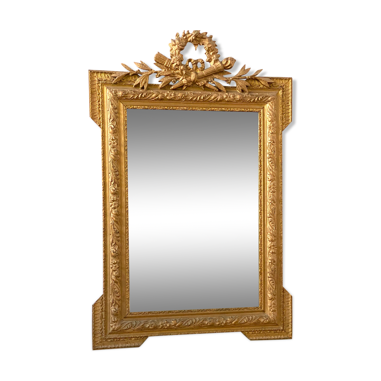Old mirror with pediment  72x112cm