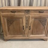 Art Deco raw wood sideboard in solid walnut