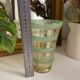 Vintage 1950s Art Deco vase in green granite glass with gold trim