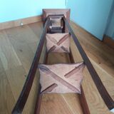 Wooden and marble stool