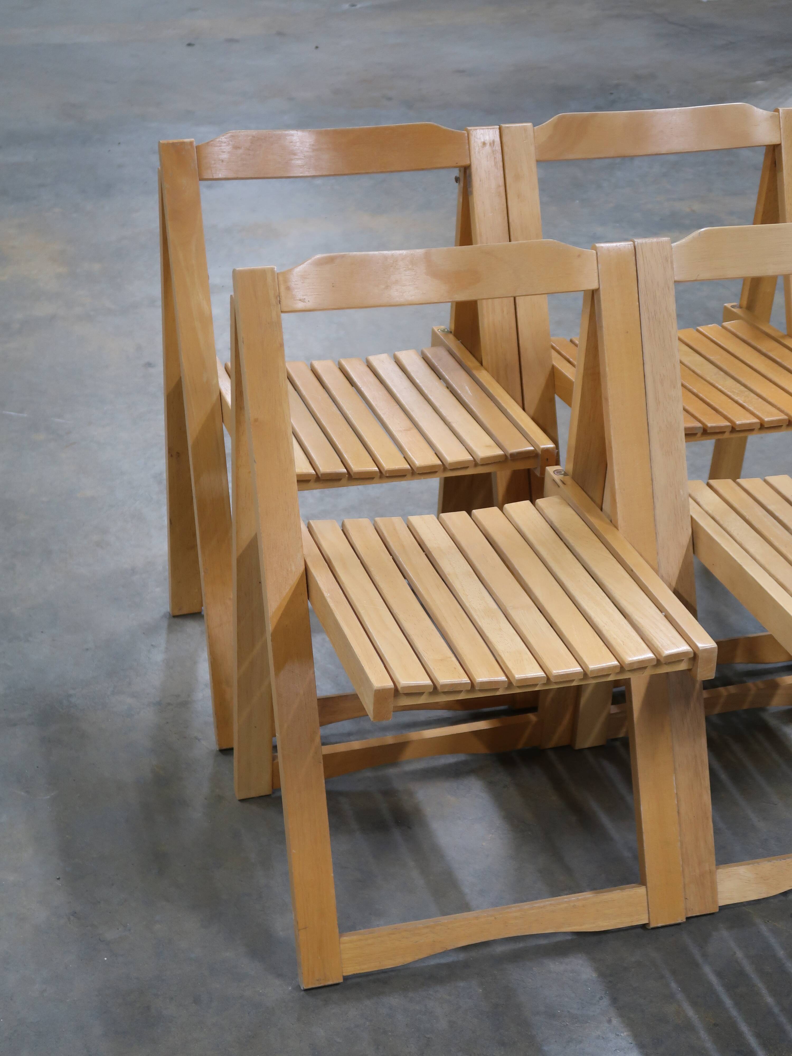 4 chaises pliantes bois vintage