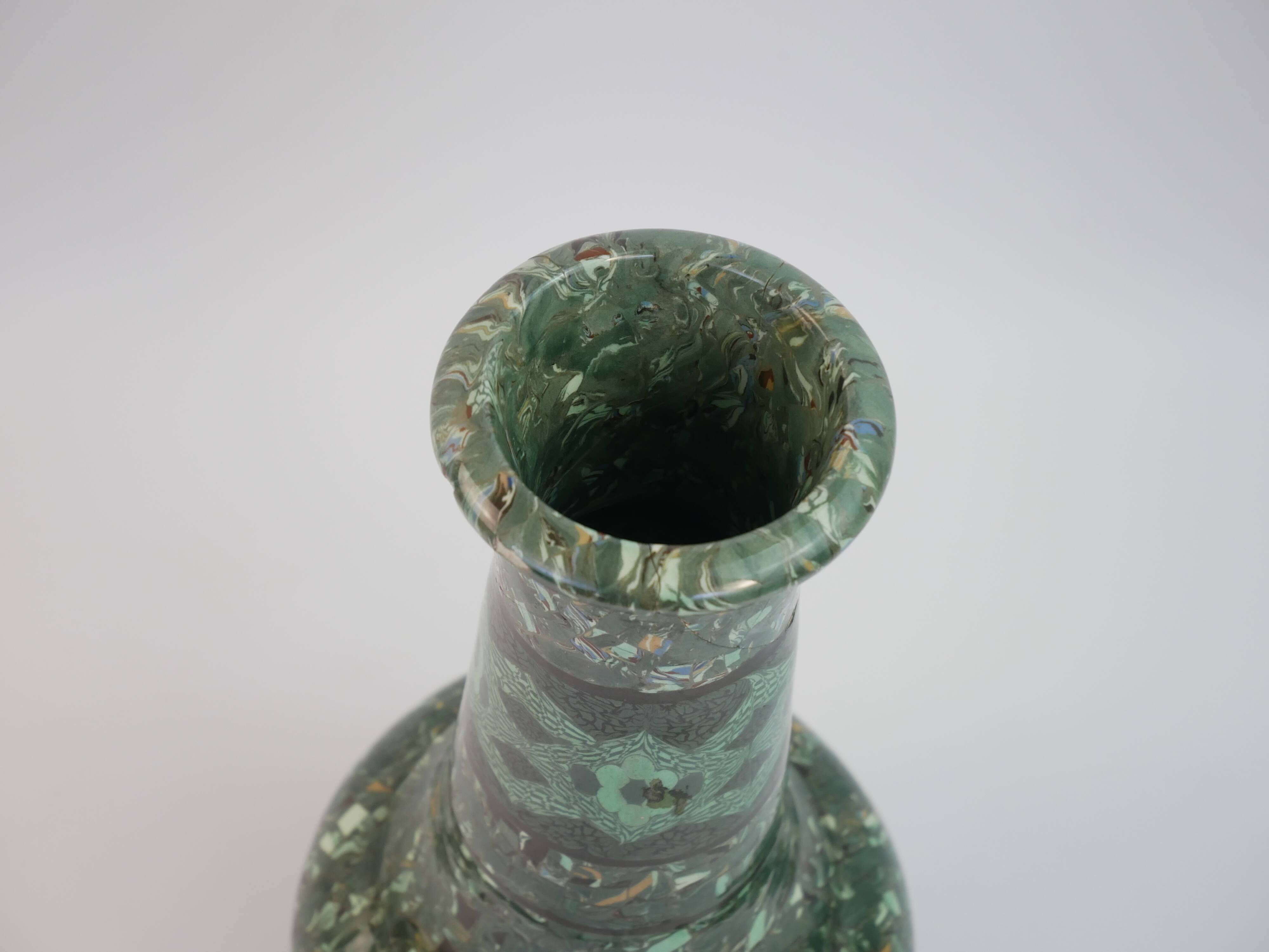 Grand vase en céramique terre-mêlée verte de Jean Gerbino Vallauris