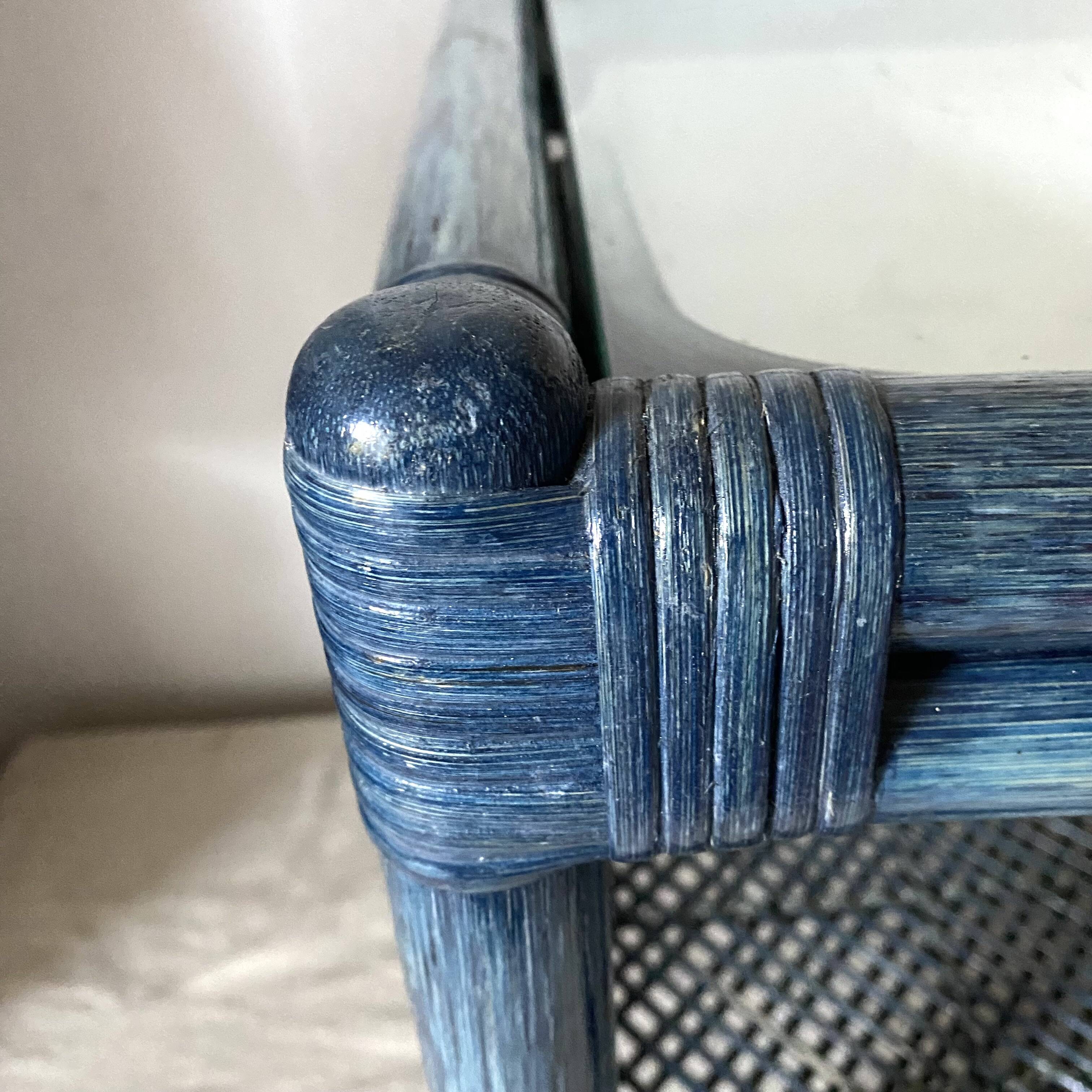 Vintage rattan and glass coffee table