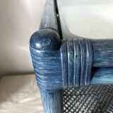 Table basse vintage en rotin et verre