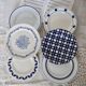 6 vintage earthenware and blue and white porcelain dessert plates - Roxanna lot