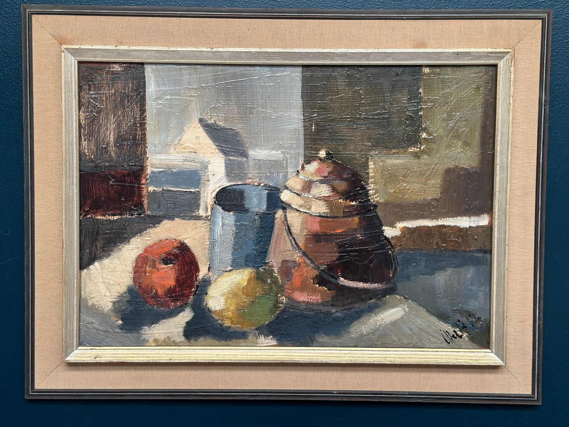 Huile sur panneau – « Nature morte » attribuée à Åke Wilhelm Andersson – 1962