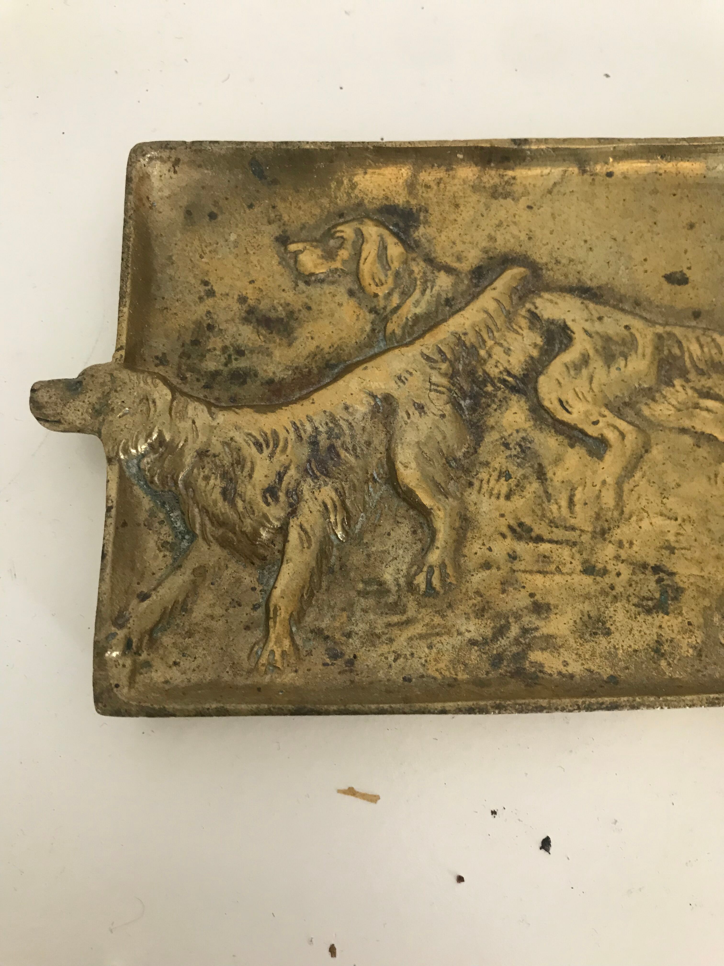 Ashtray hunting dog brass