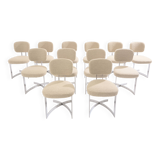 Paul Legeard set de 12 chaises en inox et laine bouclée 1970