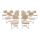 Paul Legeard set of 12 stainless steel and curly wool chairs 1970