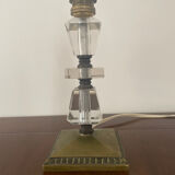Lampe art déco verre et bronze