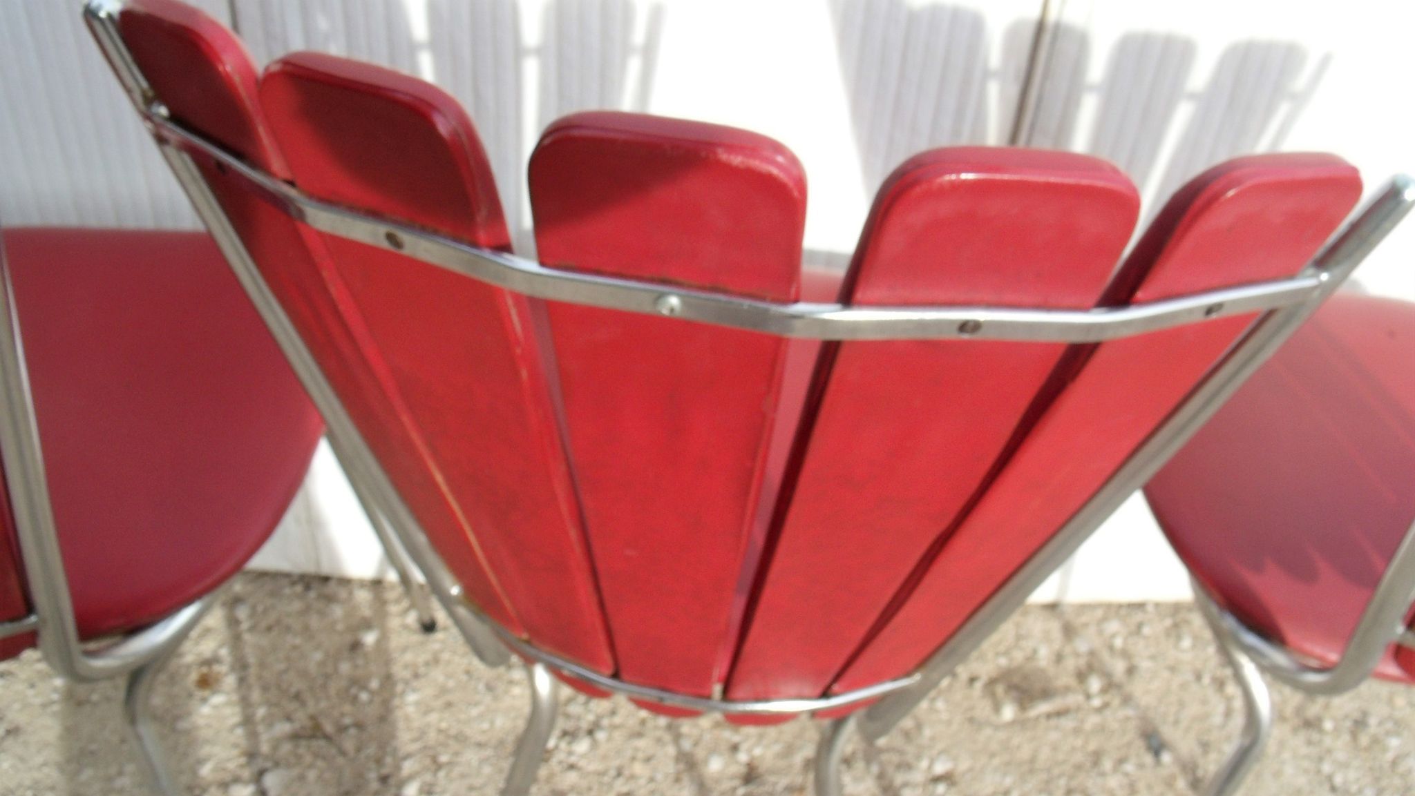Set of 5 chairs the lag Soudexvinyl 1970 in leatherette Burgundy