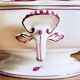Old small Gien earthenware vegetable soup tureen, pink landscape model