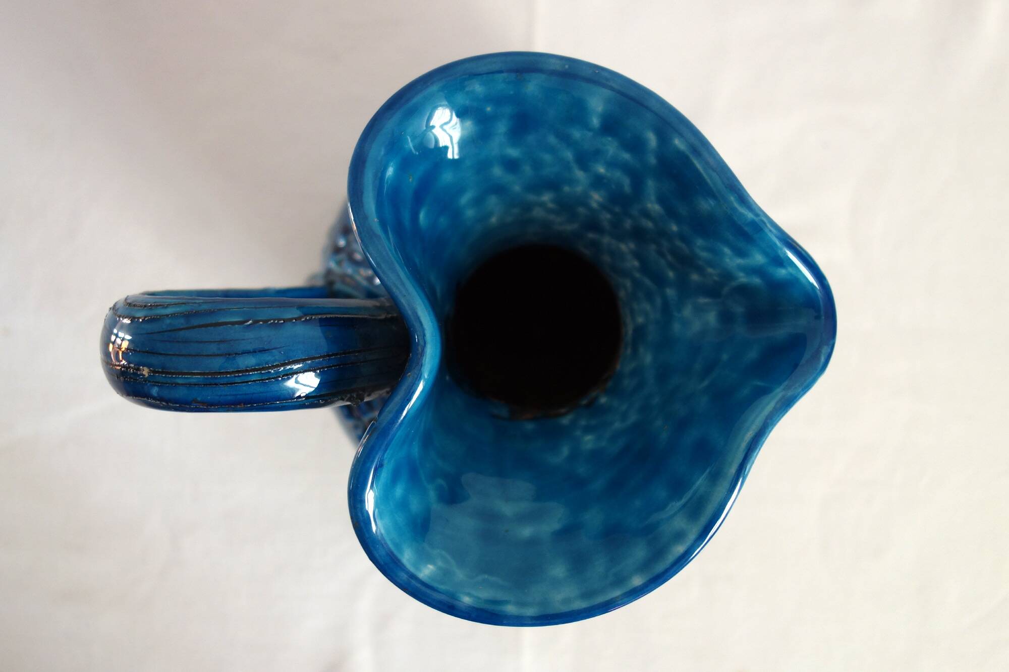 Large vintage Aldo Londi Bitossi ceramic vase pitcher