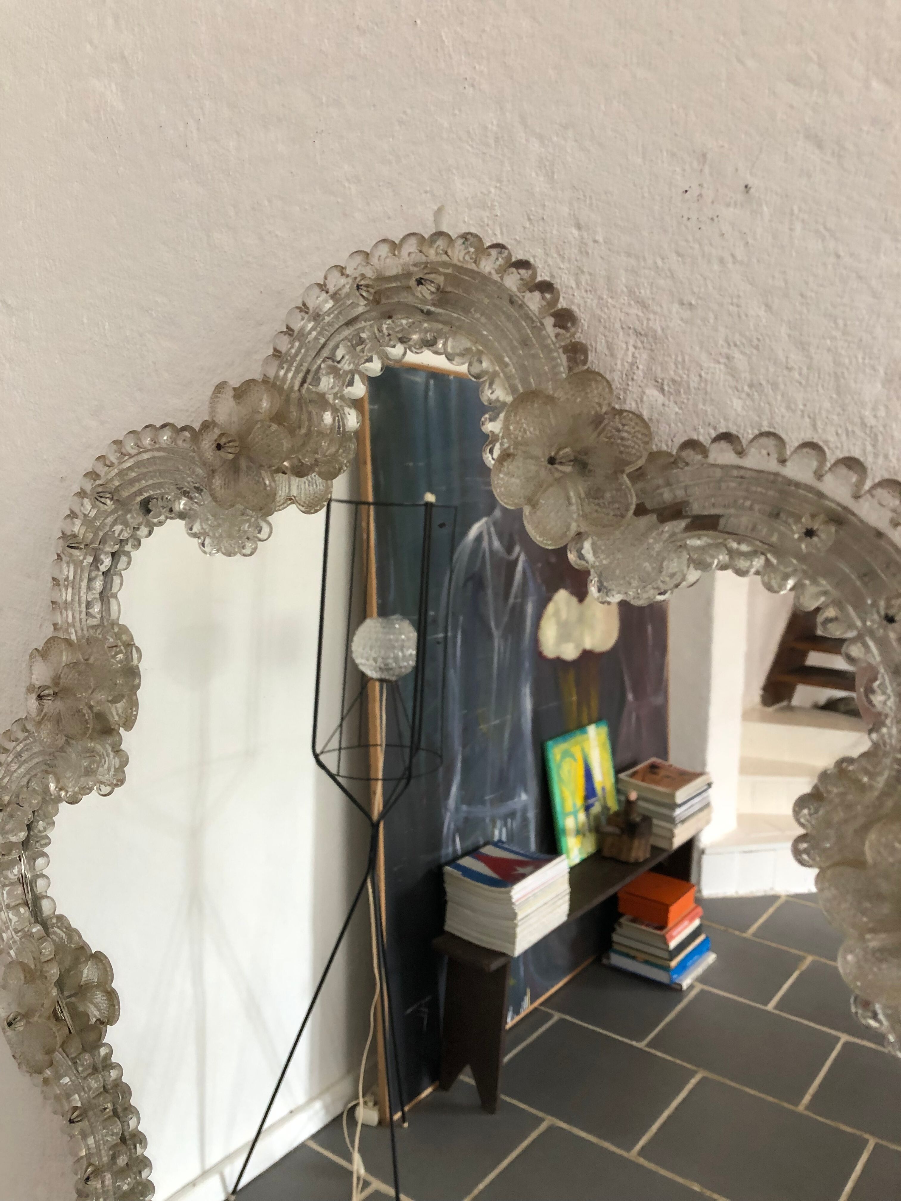 Venetian mirror with glass frieze in the early 20th