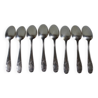Set of 8 silver-plated dessert spoons, 'REX' goldsmith's work
