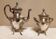 Elegant antique silver-plated service – Teapot and footed sugar bowl