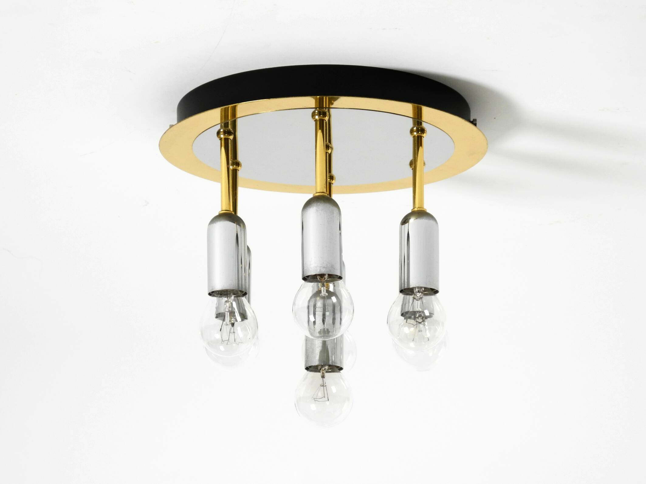 80s Post-Modern Ceiling Lamp by Schmidt Leuchtenfabrik, in brass and chrome