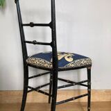 Chaise de chambre époque Napoleon III  Fleurs de Lys et décors peints colorés