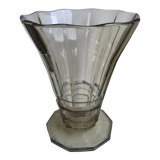 vase in molded and blown smoked glass Made in Belgium 60s-70s