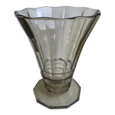 Vase en verre fumé moulé et soufflé made in belgium années 60-70