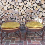 Pair of Provençal-style armchairs seaters in straw
