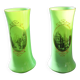 Pair of 19th century green opaline vases